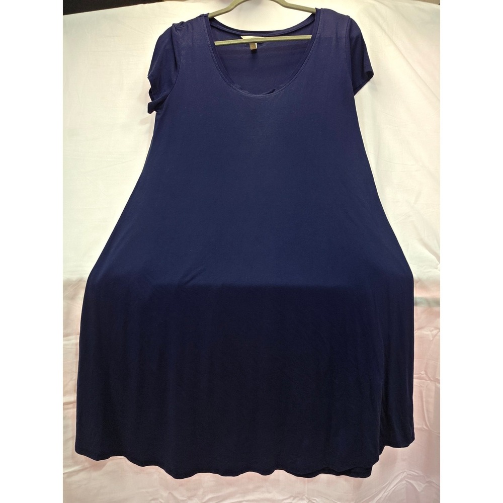 Matilda Jane Navy Blue Rayon Blend Short Sleeve Scoop Neck A-Line Dress Medium